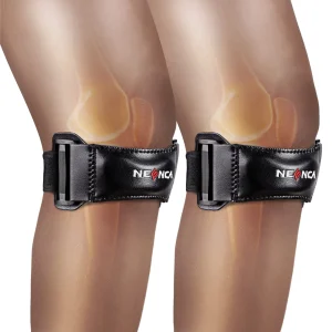 NEENCA 2 Pack Leather Patella Knee Strap for Knee Pain